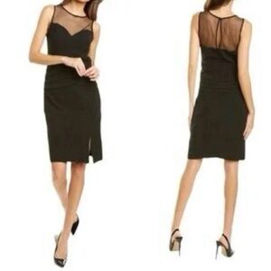 New Aidan Mattox Women’s Black Illusion Pleated Fit  Flare Cocktail Dress Sz. 6